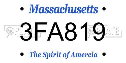 3FA819 Massachusetts License Plate