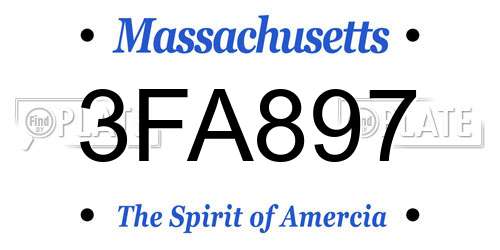 3FA897 Massachusetts License Plate