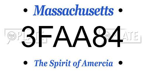 3FAA84 Massachusetts License Plate