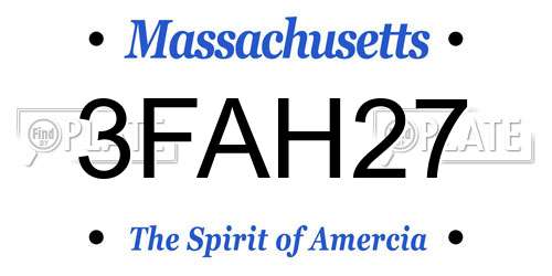 3FAH27 Massachusetts License Plate