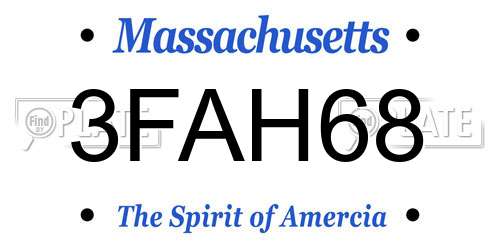 3FAH68 Massachusetts License Plate
