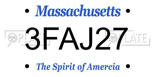 3FAJ27 Massachusetts License Plate