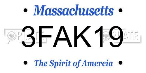 3FAK19 Massachusetts License Plate