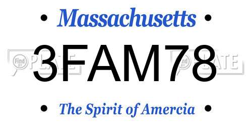 3FAM78 Massachusetts License Plate