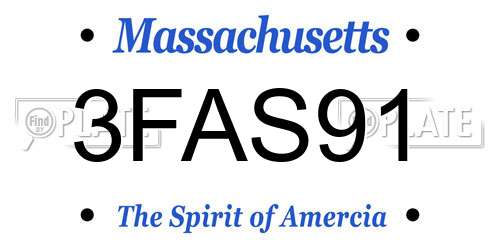 3FAS91 Massachusetts License Plate