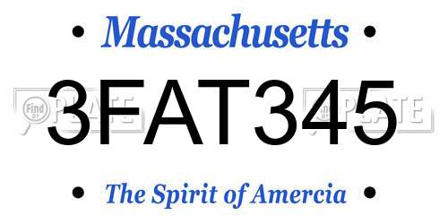 3FAT345 Massachusetts License Plate