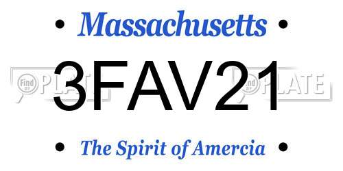 3FAV21 Massachusetts License Plate