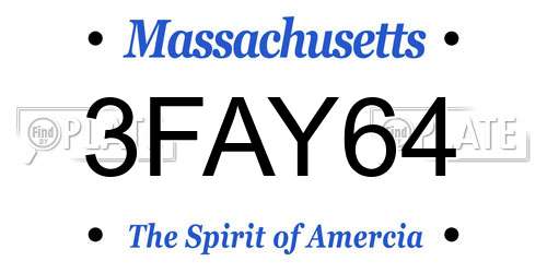 3FAY64 Massachusetts License Plate