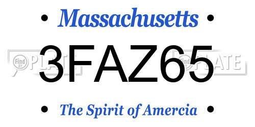 3FAZ65 Massachusetts License Plate