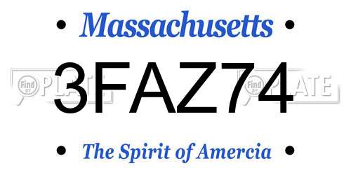 3FAZ74 Massachusetts License Plate