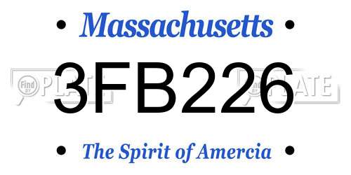 3FB226 Massachusetts License Plate