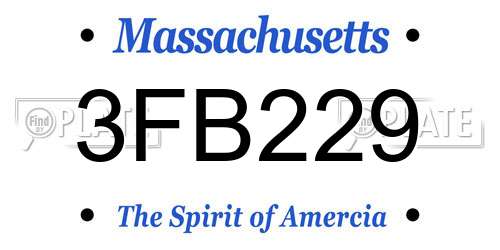 3FB229 Massachusetts License Plate