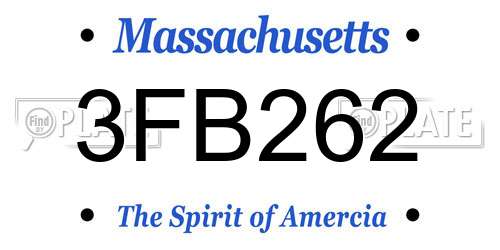 3FB262 Massachusetts License Plate