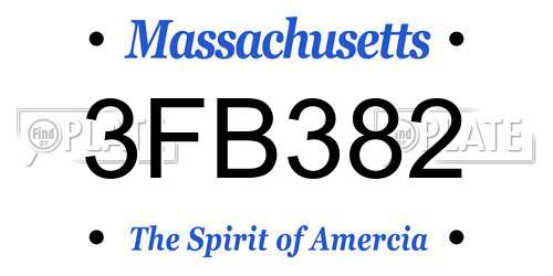 3FB382 Massachusetts License Plate