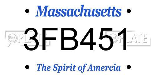 3FB451 Massachusetts License Plate