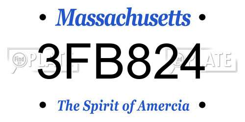 3FB824 Massachusetts License Plate