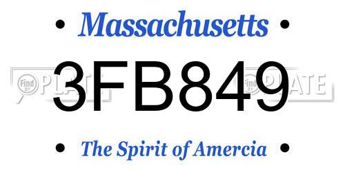 3FB849 Massachusetts License Plate