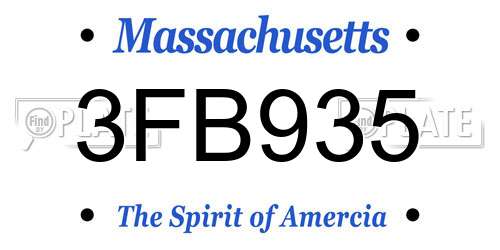 3FB935 Massachusetts License Plate