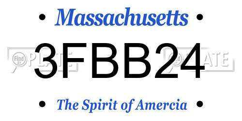 3FBB24 Massachusetts License Plate