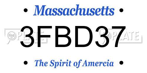 3FBD37 Massachusetts License Plate