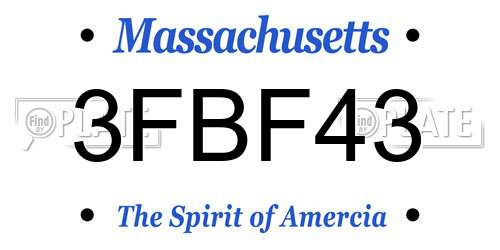 3FBF43 Massachusetts License Plate