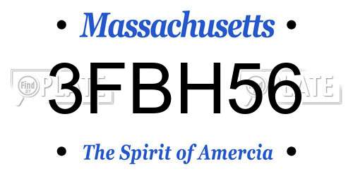3FBH56 Massachusetts License Plate