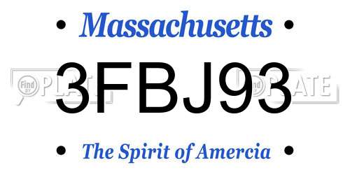 3FBJ93 Massachusetts License Plate