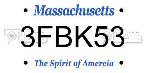 3FBK53 Massachusetts License Plate