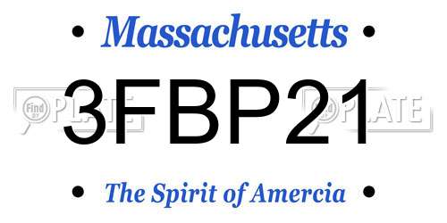 3FBP21 Massachusetts License Plate