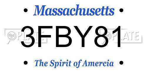 3FBY81 Massachusetts License Plate