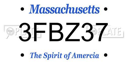3FBZ37 Massachusetts License Plate