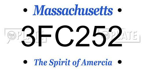 3FC252 Massachusetts License Plate