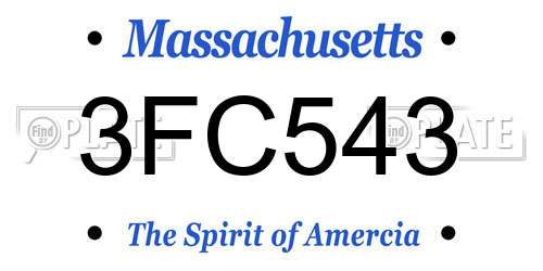 3FC543 Massachusetts License Plate