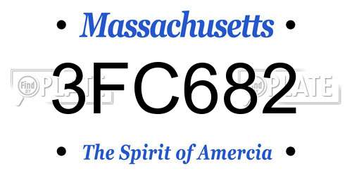 3FC682 Massachusetts License Plate