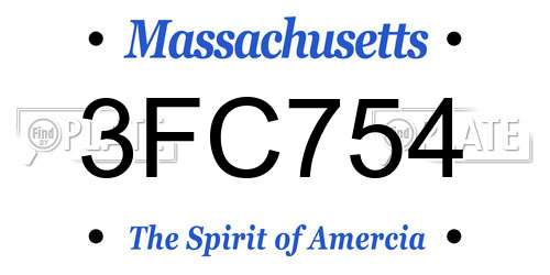 3FC754 Massachusetts License Plate