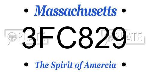 3FC829 Massachusetts License Plate