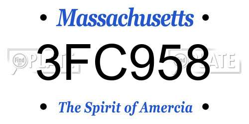 3FC958 Massachusetts License Plate