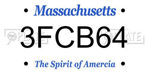 3FCB64 Massachusetts License Plate