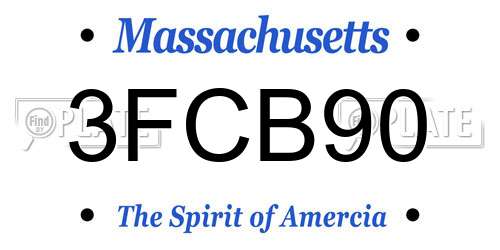 3FCB90 Massachusetts License Plate