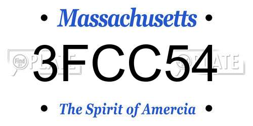 3FCC54 Massachusetts License Plate
