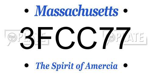 3FCC77 Massachusetts License Plate