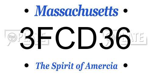 3FCD36 Massachusetts License Plate
