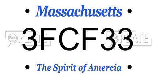 3FCF33 Massachusetts License Plate