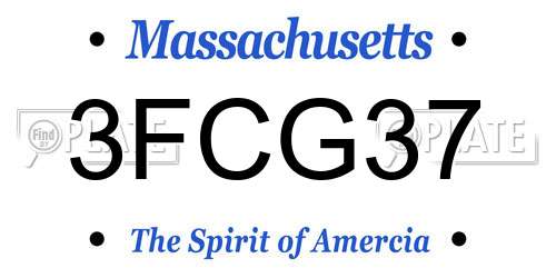 3FCG37 Massachusetts License Plate
