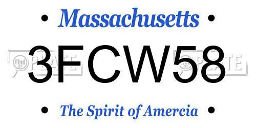 3FCW58 Massachusetts License Plate