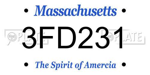 3FD231 Massachusetts License Plate
