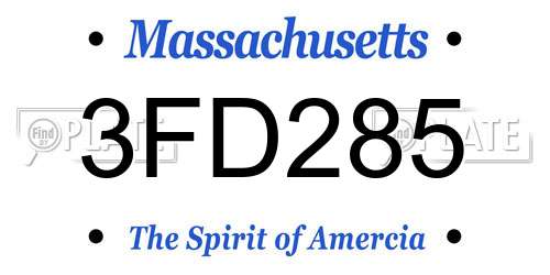 3FD285 Massachusetts License Plate