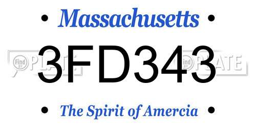 3FD343 Massachusetts License Plate