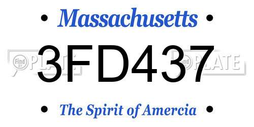 3FD437 Massachusetts License Plate