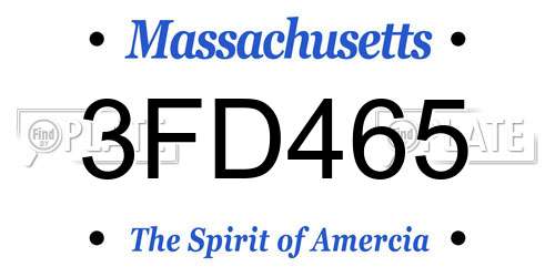 3FD465 Massachusetts License Plate